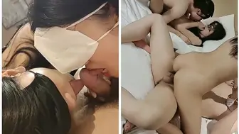 高颜值妹子四女两男，情趣装女女互舔性感翘臀上位骑乘，很是诱惑喜欢不要错过